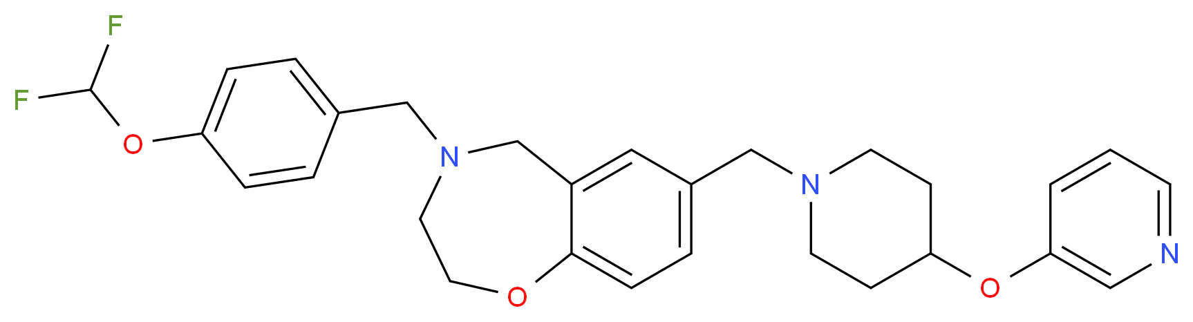 4-[4-(difluoromethoxy)benzyl]-7-{[4-(3-pyridinyloxy)-1-piperidinyl]methyl}-2,3,4,5-tetrahydro-1,4-benzoxazepine_分子结构_CAS_)