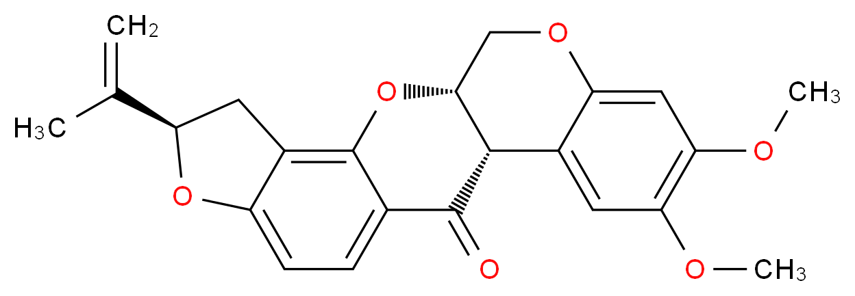 (1S,6R,13S)-16,17-dimethoxy-6-(prop-1-en-2-yl)-2,7,20-trioxapentacyclo[11.8.0.0<sup>3</sup>,<sup>1</sup><sup>1</sup>.0<sup>4</sup>,<sup>8</sup>.0<sup>1</sup><sup>4</sup>,<sup>1</sup><sup>9</sup>]henicosa-3(11),4(8),9,14(19),15,17-hexaen-12-one_分子结构_CAS_83-79-4