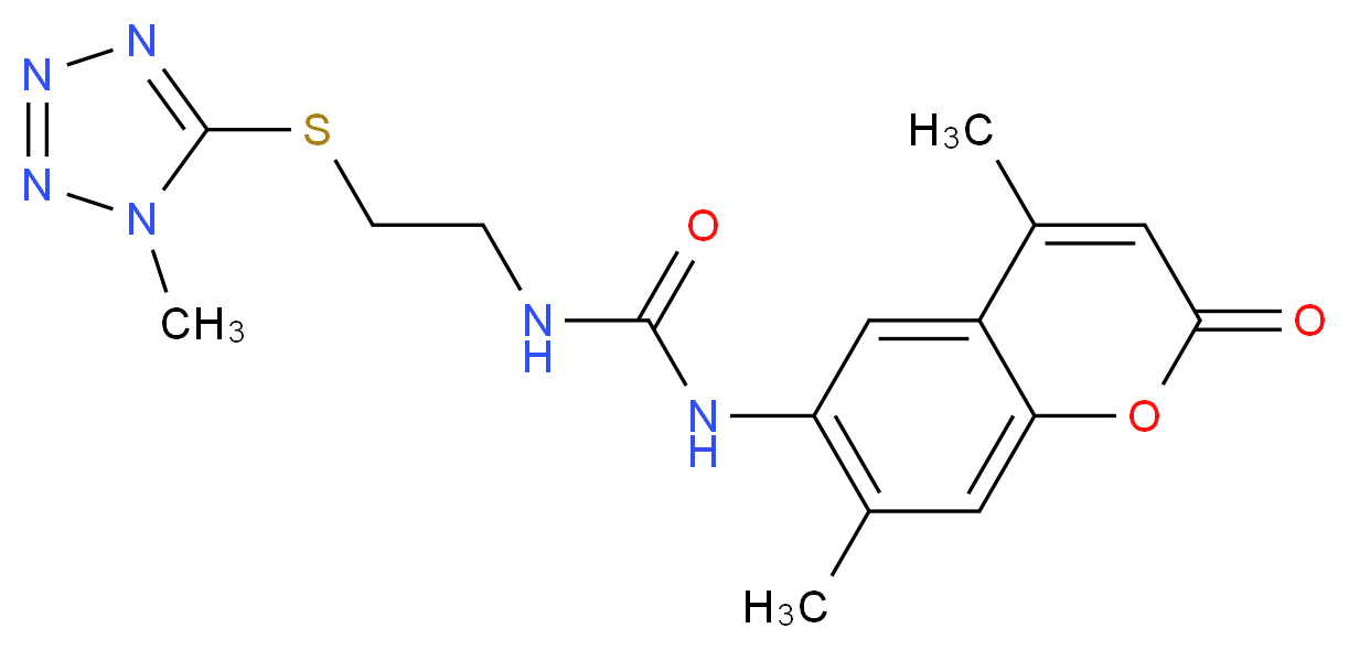 N-(4,7-dimethyl-2-oxo-2H-chromen-6-yl)-N'-{2-[(1-methyl-1H-tetrazol-5-yl)thio]ethyl}urea_分子结构_CAS_)
