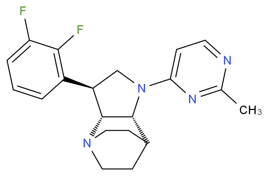 (2R*,3S*,6R*)-3-(2,3-difluorophenyl)-5-(2-methyl-4-pyrimidinyl)-1,5-diazatricyclo[5.2.2.0~2,6~]undecane_分子结构_CAS_)