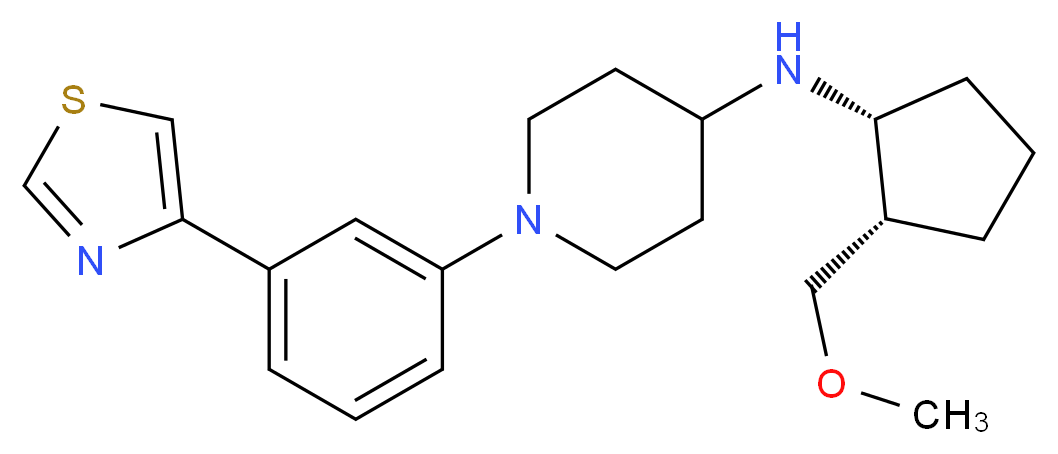 N-[(1R*,2S*)-2-(methoxymethyl)cyclopentyl]-1-[3-(1,3-thiazol-4-yl)phenyl]piperidin-4-amine_分子结构_CAS_)