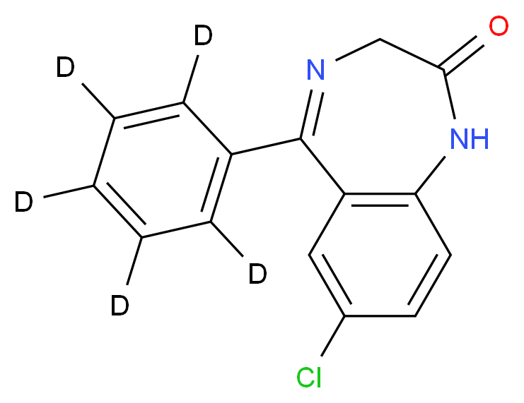 7-chloro-5-(<sup>2</sup>H<sub>5</sub>)phenyl-2,3-dihydro-1H-1,4-benzodiazepin-2-one_分子结构_CAS_65891-80-7