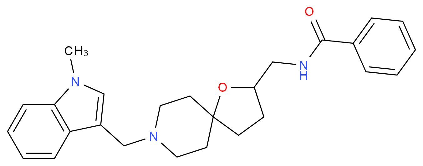 N-({8-[(1-methyl-1H-indol-3-yl)methyl]-1-oxa-8-azaspiro[4.5]dec-2-yl}methyl)benzamide_分子结构_CAS_)