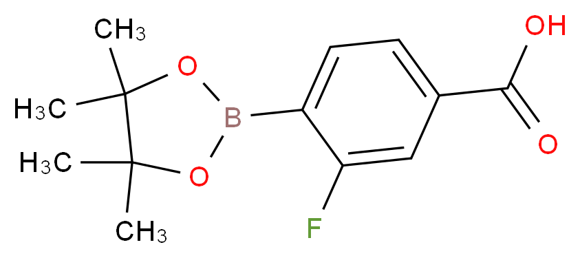 3-fluoro-4-(tetramethyl-1,3,2-dioxaborolan-2-yl)benzoic acid_分子结构_CAS_1050423-87-4