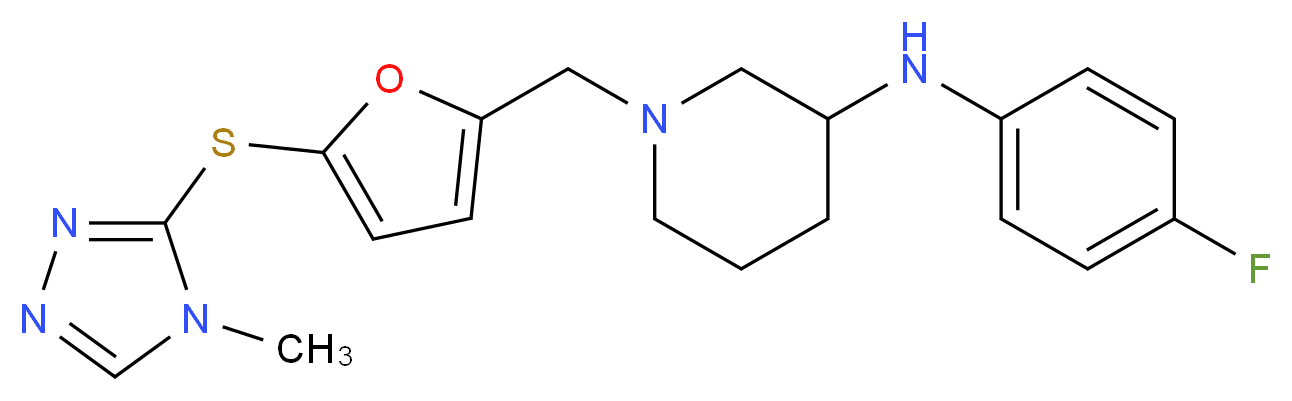 N-(4-fluorophenyl)-1-({5-[(4-methyl-4H-1,2,4-triazol-3-yl)thio]-2-furyl}methyl)-3-piperidinamine_分子结构_CAS_)