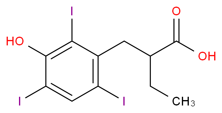 2-[(3-hydroxy-2,4,6-triiodophenyl)methyl]butanoic acid_分子结构_CAS_96-84-4