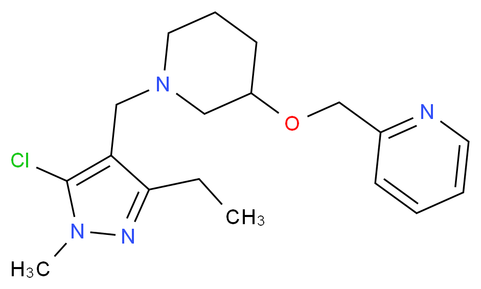2-[({1-[(5-chloro-3-ethyl-1-methyl-1H-pyrazol-4-yl)methyl]-3-piperidinyl}oxy)methyl]pyridine_分子结构_CAS_)