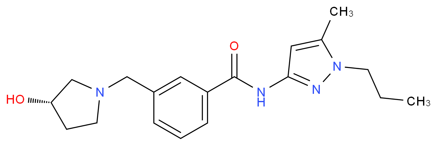 3-{[(3S)-3-hydroxypyrrolidin-1-yl]methyl}-N-(5-methyl-1-propyl-1H-pyrazol-3-yl)benzamide_分子结构_CAS_)