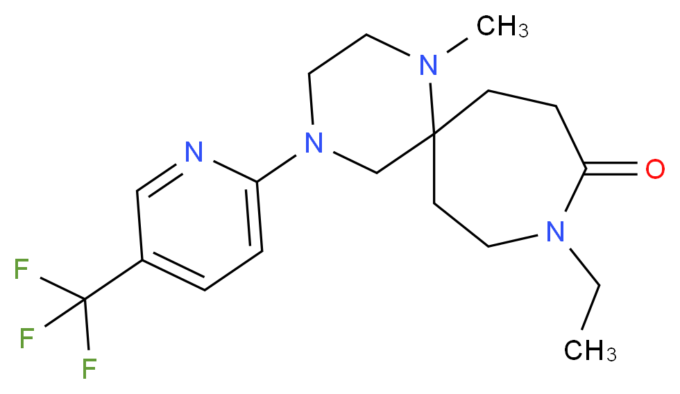 9-ethyl-1-methyl-4-[5-(trifluoromethyl)pyridin-2-yl]-1,4,9-triazaspiro[5.6]dodecan-10-one_分子结构_CAS_)