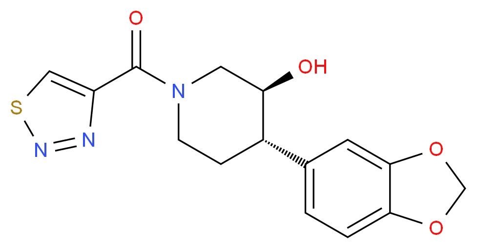 (3S*,4S*)-4-(1,3-benzodioxol-5-yl)-1-(1,2,3-thiadiazol-4-ylcarbonyl)piperidin-3-ol_分子结构_CAS_)