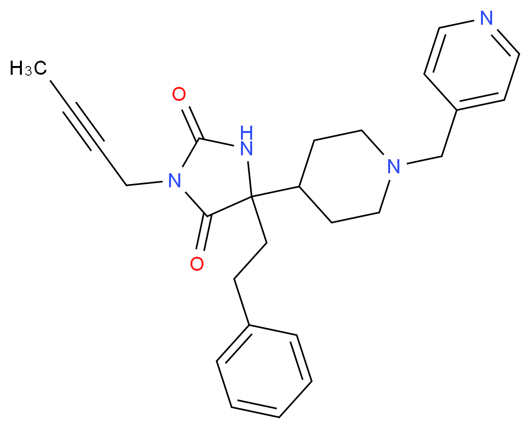 3-(2-butyn-1-yl)-5-(2-phenylethyl)-5-[1-(4-pyridinylmethyl)-4-piperidinyl]-2,4-imidazolidinedione_分子结构_CAS_)