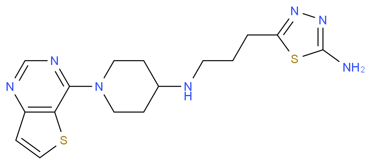 N-[3-(5-amino-1,3,4-thiadiazol-2-yl)propyl]-1-thieno[3,2-d]pyrimidin-4-ylpiperidin-4-amine_分子结构_CAS_)