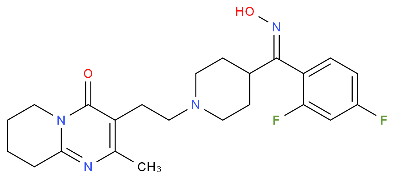 3-(2-{4-[(1E)-(2,4-difluorophenyl)(hydroxyimino)methyl]piperidin-1-yl}ethyl)-2-methyl-4H,6H,7H,8H,9H-pyrido[1,2-a]pyrimidin-4-one_分子结构_CAS_691007-09-7