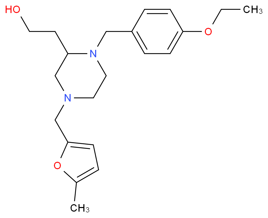 2-{1-(4-ethoxybenzyl)-4-[(5-methyl-2-furyl)methyl]-2-piperazinyl}ethanol_分子结构_CAS_)
