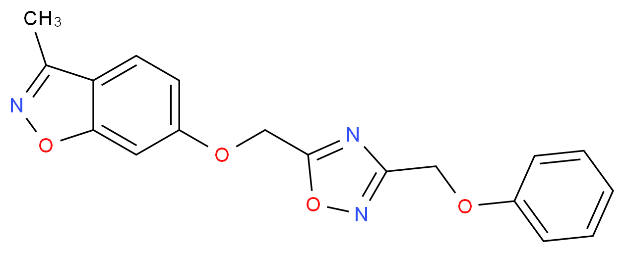 3-methyl-6-{[3-(phenoxymethyl)-1,2,4-oxadiazol-5-yl]methoxy}-1,2-benzisoxazole_分子结构_CAS_)