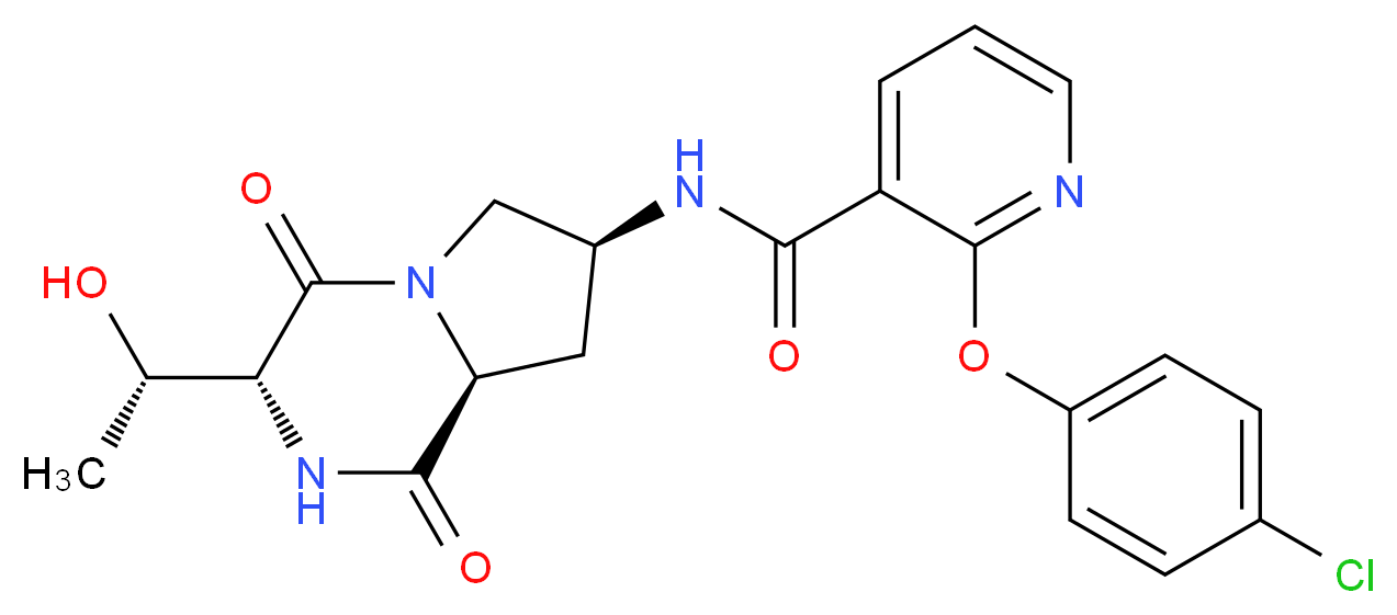 2-(4-chlorophenoxy)-N-{(3R,7S,8aS)-3-[(1S)-1-hydroxyethyl]-1,4-dioxooctahydropyrrolo[1,2-a]pyrazin-7-yl}nicotinamide_分子结构_CAS_)