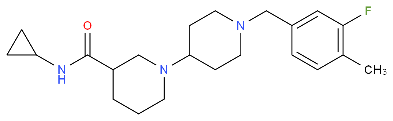 N-cyclopropyl-1'-(3-fluoro-4-methylbenzyl)-1,4'-bipiperidine-3-carboxamide_分子结构_CAS_)