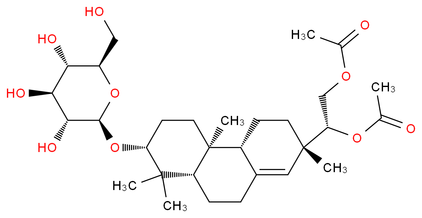 (1R)-1-[(2S,4aR,4bS,7R,8aS)-2,4b,8,8-tetramethyl-7-{[(2R,3R,4S,5S,6R)-3,4,5-trihydroxy-6-(hydroxymethyl)oxan-2-yl]oxy}-2,3,4,4a,4b,5,6,7,8,8a,9,10-dodecahydrophenanthren-2-yl]-2-(acetyloxy)ethyl acetate_分子结构_CAS_1188282-02-1