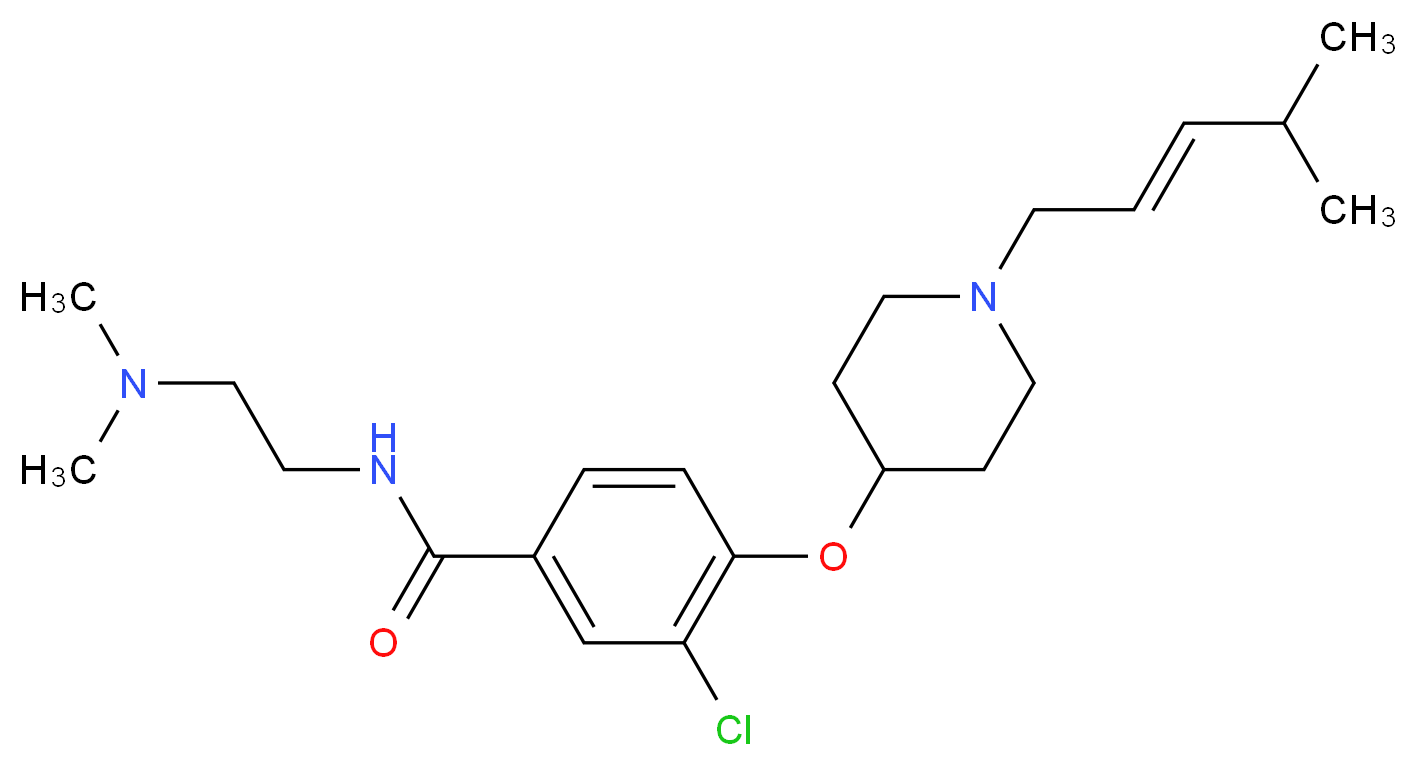 3-chloro-N-[2-(dimethylamino)ethyl]-4-({1-[(2E)-4-methyl-2-penten-1-yl]-4-piperidinyl}oxy)benzamide_分子结构_CAS_)