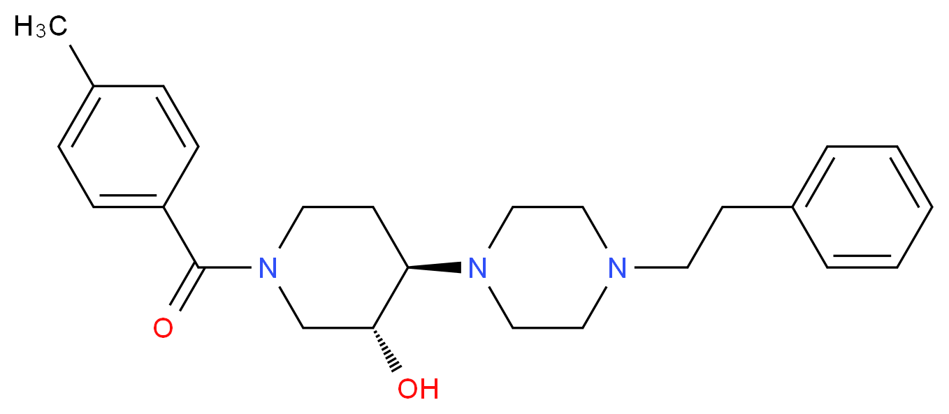 (3R*,4R*)-1-(4-methylbenzoyl)-4-[4-(2-phenylethyl)-1-piperazinyl]-3-piperidinol_分子结构_CAS_)