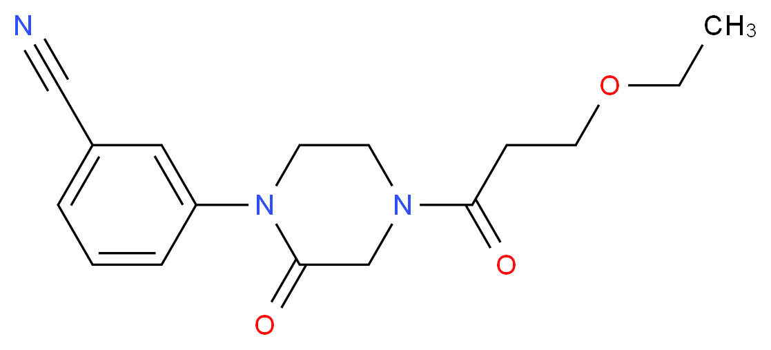 3-[4-(3-ethoxypropanoyl)-2-oxo-1-piperazinyl]benzonitrile_分子结构_CAS_)