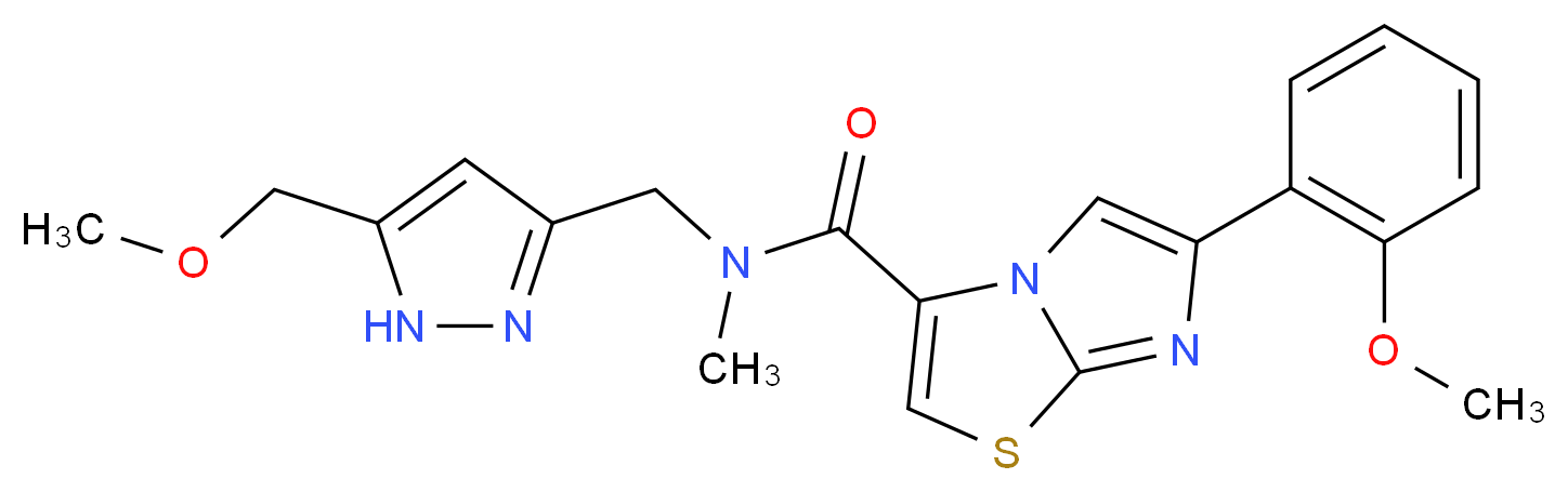 N-{[5-(methoxymethyl)-1H-pyrazol-3-yl]methyl}-6-(2-methoxyphenyl)-N-methylimidazo[2,1-b][1,3]thiazole-3-carboxamide_分子结构_CAS_)