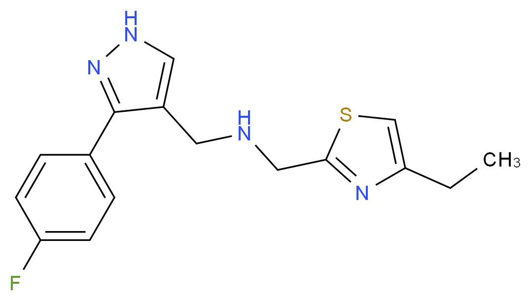 1-(4-ethyl-1,3-thiazol-2-yl)-N-{[3-(4-fluorophenyl)-1H-pyrazol-4-yl]methyl}methanamine_分子结构_CAS_)