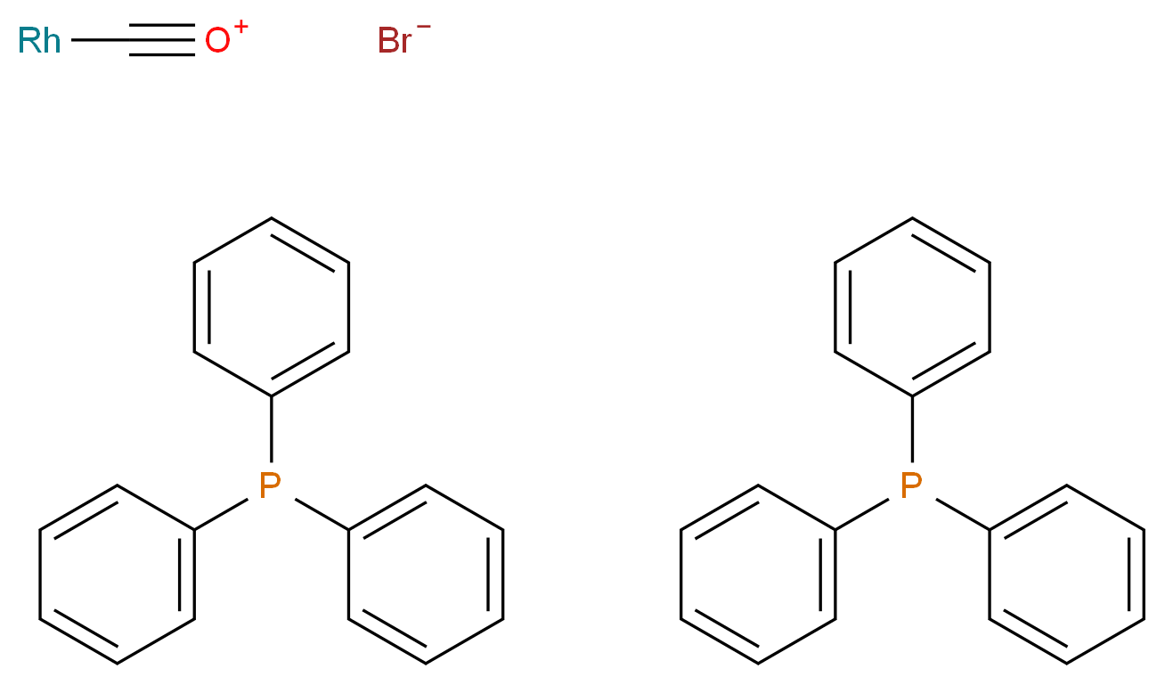 羰基溴双(三苯基膦)铑(I),Premion&reg;_分子结构_CAS_14056-79-2)