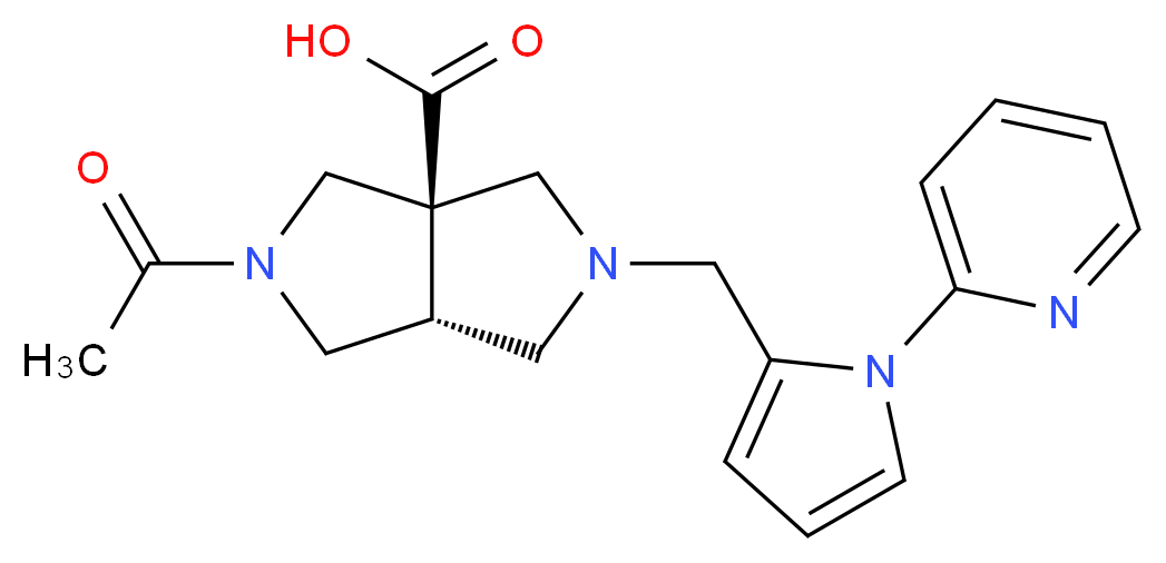 (3aR*,6aR*)-2-acetyl-5-[(1-pyridin-2-yl-1H-pyrrol-2-yl)methyl]hexahydropyrrolo[3,4-c]pyrrole-3a(1H)-carboxylic acid_分子结构_CAS_)