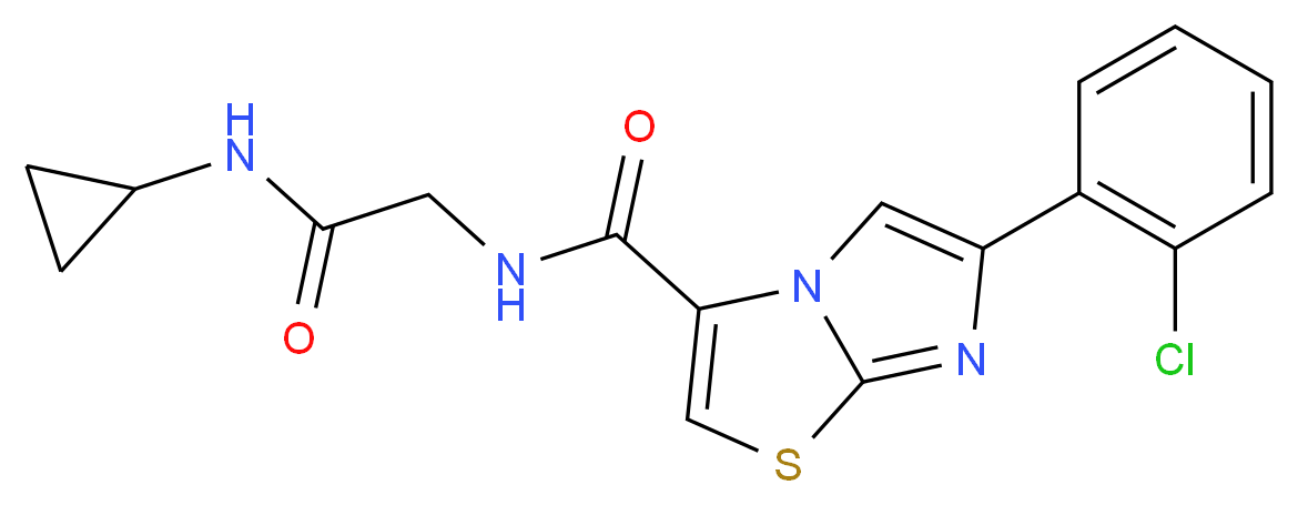 6-(2-chlorophenyl)-N-[2-(cyclopropylamino)-2-oxoethyl]imidazo[2,1-b][1,3]thiazole-3-carboxamide_分子结构_CAS_)