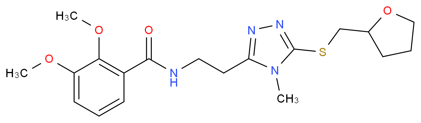2,3-dimethoxy-N-(2-{4-methyl-5-[(tetrahydro-2-furanylmethyl)thio]-4H-1,2,4-triazol-3-yl}ethyl)benzamide_分子结构_CAS_)