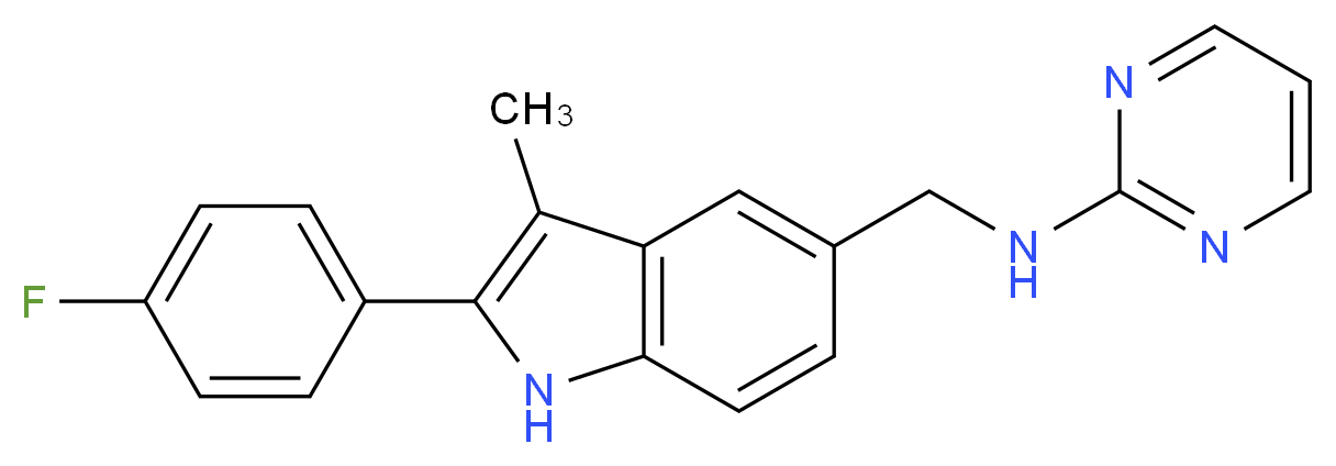 N-{[2-(4-fluorophenyl)-3-methyl-1H-indol-5-yl]methyl}pyrimidin-2-amine_分子结构_CAS_)