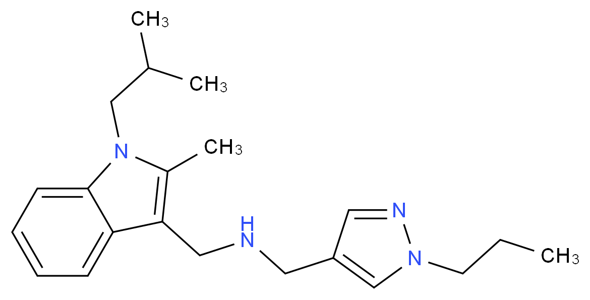 1-(1-isobutyl-2-methyl-1H-indol-3-yl)-N-[(1-propyl-1H-pyrazol-4-yl)methyl]methanamine_分子结构_CAS_)