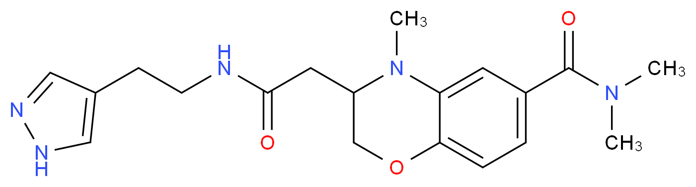 N,N,4-trimethyl-3-(2-oxo-2-{[2-(1H-pyrazol-4-yl)ethyl]amino}ethyl)-3,4-dihydro-2H-1,4-benzoxazine-6-carboxamide_分子结构_CAS_)