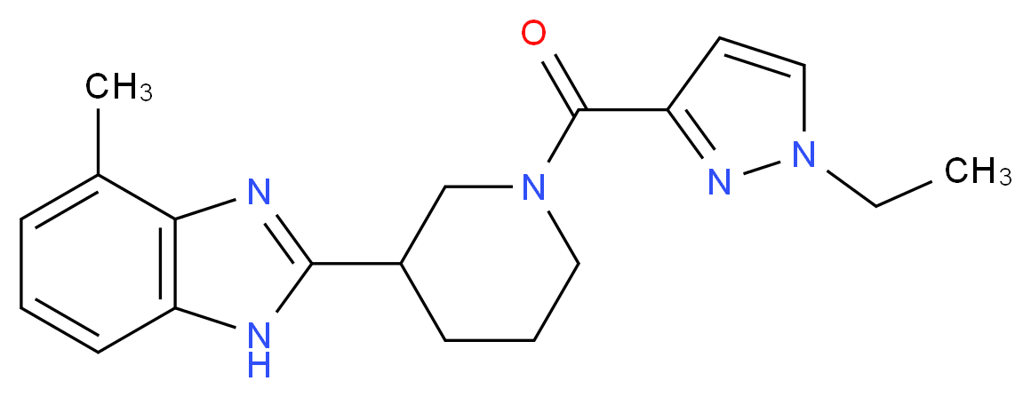 2-{1-[(1-ethyl-1H-pyrazol-3-yl)carbonyl]-3-piperidinyl}-4-methyl-1H-benzimidazole_分子结构_CAS_)