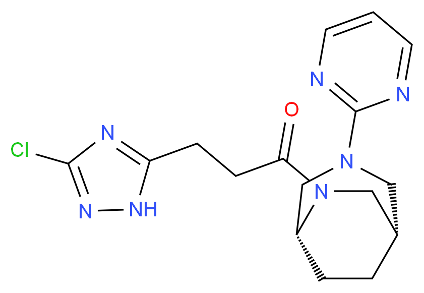 (1S*,5R*)-6-[3-(3-chloro-1H-1,2,4-triazol-5-yl)propanoyl]-3-(2-pyrimidinyl)-3,6-diazabicyclo[3.2.2]nonane_分子结构_CAS_)