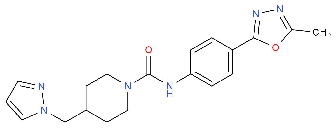 N-[4-(5-methyl-1,3,4-oxadiazol-2-yl)phenyl]-4-(1H-pyrazol-1-ylmethyl)piperidine-1-carboxamide_分子结构_CAS_)