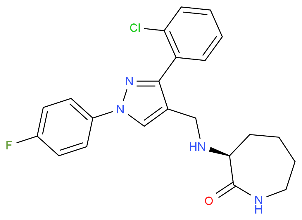 (3S)-3-({[3-(2-chlorophenyl)-1-(4-fluorophenyl)-1H-pyrazol-4-yl]methyl}amino)-2-azepanone_分子结构_CAS_)