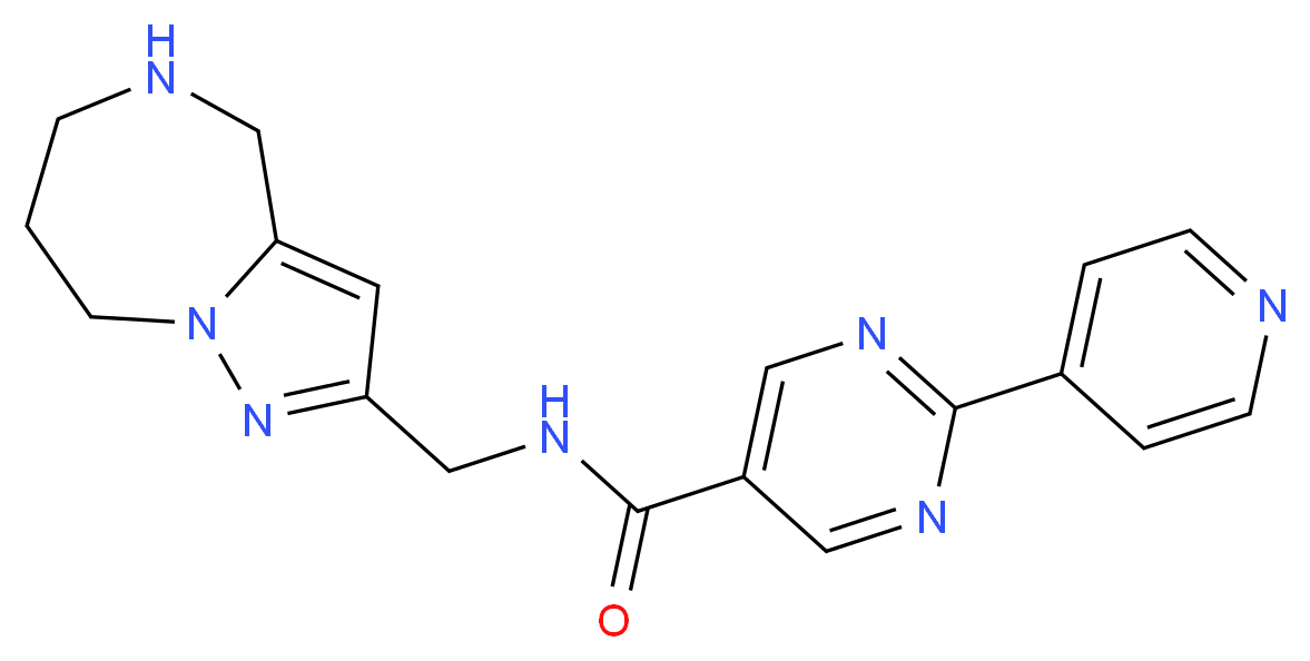 2-pyridin-4-yl-N-(5,6,7,8-tetrahydro-4H-pyrazolo[1,5-a][1,4]diazepin-2-ylmethyl)pyrimidine-5-carboxamide_分子结构_CAS_)