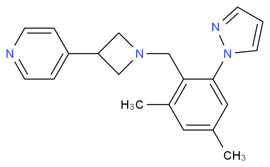4-{1-[2,4-dimethyl-6-(1H-pyrazol-1-yl)benzyl]-3-azetidinyl}pyridine_分子结构_CAS_)