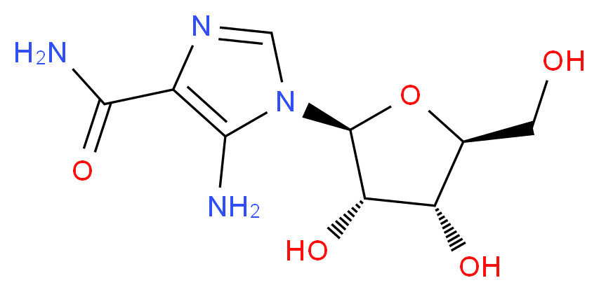 5-amino-1-[(2S,3S,4R,5S)-3,4-dihydroxy-5-(hydroxymethyl)oxolan-2-yl]-1H-imidazole-4-carboxamide_分子结构_CAS_2627-69-2