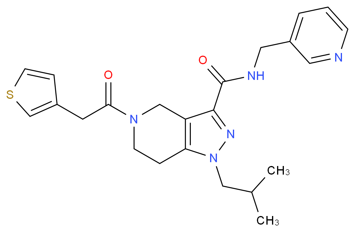 1-isobutyl-N-(3-pyridinylmethyl)-5-(3-thienylacetyl)-4,5,6,7-tetrahydro-1H-pyrazolo[4,3-c]pyridine-3-carboxamide_分子结构_CAS_)