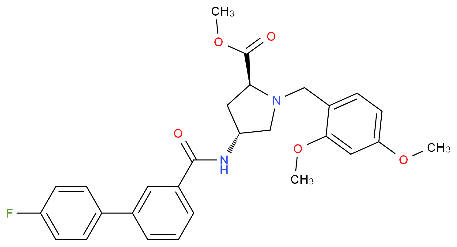 methyl (4R)-1-(2,4-dimethoxybenzyl)-4-{[(4'-fluoro-3-biphenylyl)carbonyl]amino}-L-prolinate_分子结构_CAS_)