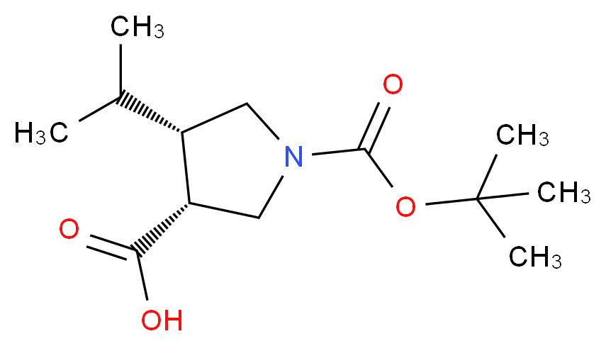 (3R,4R)-4-Isopropylpyrrolidine-3-carboxylic acid, N-BOC protected 97%_分子结构_CAS_)
