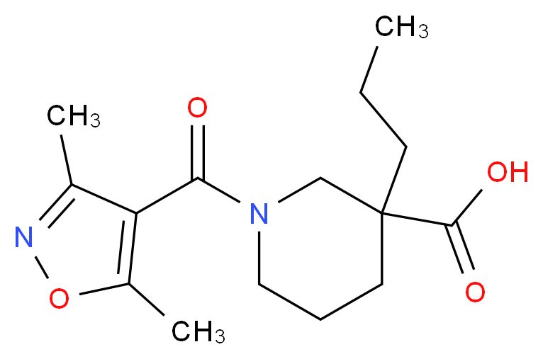 1-[(3,5-dimethylisoxazol-4-yl)carbonyl]-3-propylpiperidine-3-carboxylic acid_分子结构_CAS_)