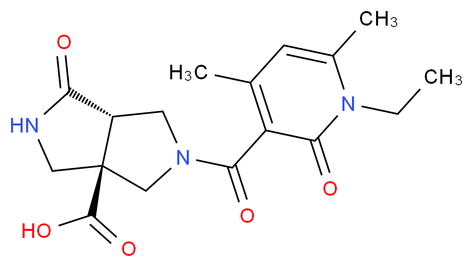 (3aR*,6aS*)-5-[(1-ethyl-4,6-dimethyl-2-oxo-1,2-dihydropyridin-3-yl)carbonyl]-1-oxohexahydropyrrolo[3,4-c]pyrrole-3a(1H)-carboxylic acid_分子结构_CAS_)