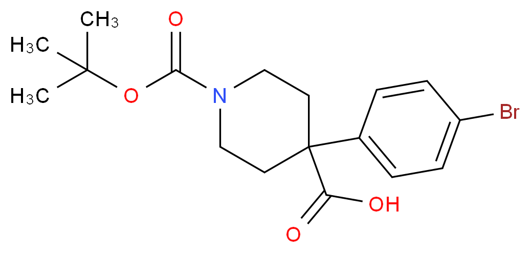 4-(4-bromophenyl)-1-[(tert-butoxy)carbonyl]piperidine-4-carboxylic acid_分子结构_CAS_1076197-05-1