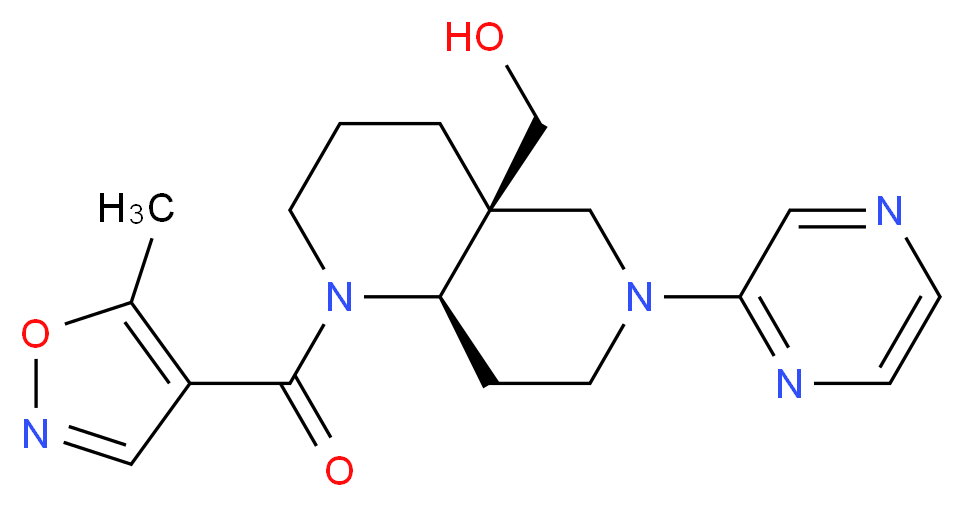 [(4aS*,8aR*)-1-[(5-methyl-4-isoxazolyl)carbonyl]-6-(2-pyrazinyl)octahydro-1,6-naphthyridin-4a(2H)-yl]methanol_分子结构_CAS_)