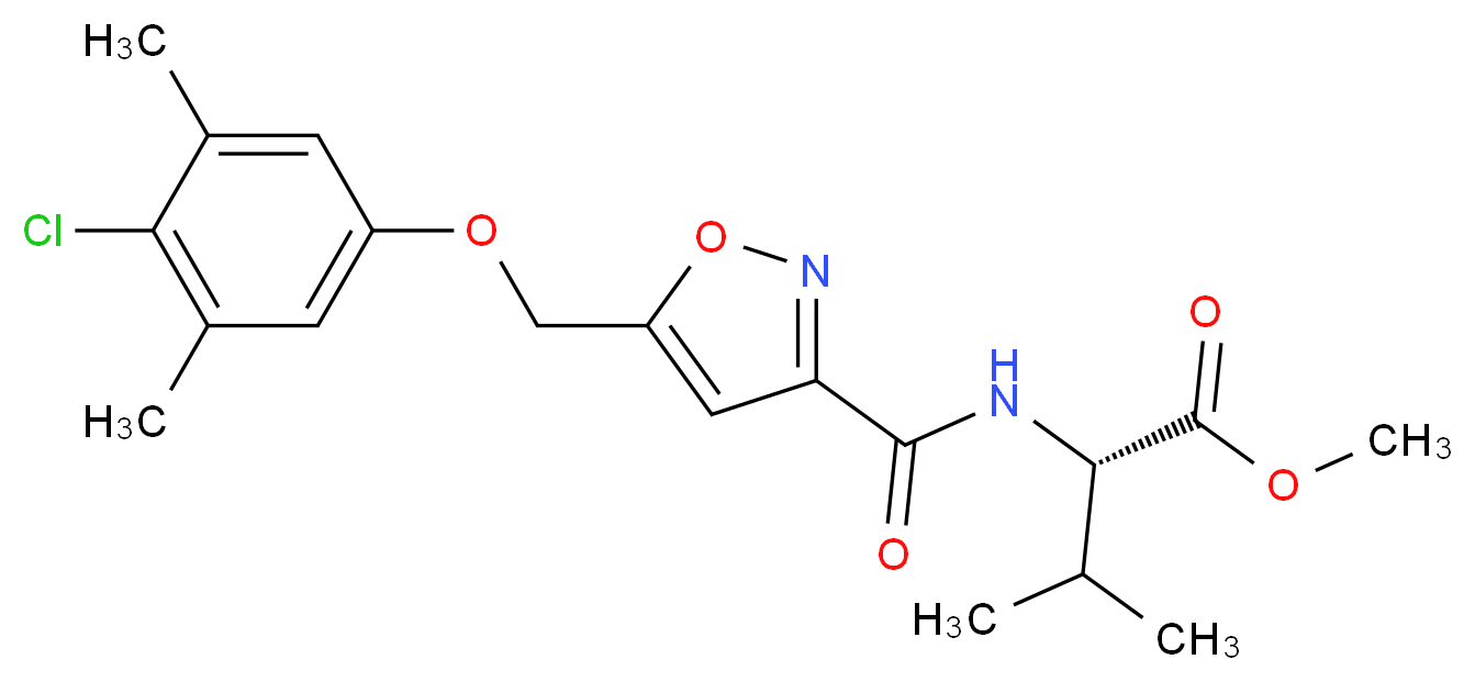 methyl N-({5-[(4-chloro-3,5-dimethylphenoxy)methyl]-3-isoxazolyl}carbonyl)-L-valinate_分子结构_CAS_)