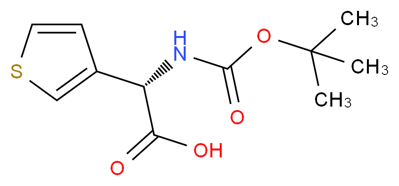 (2S)-2-{[(tert-butoxy)carbonyl]amino}-2-(thiophen-3-yl)acetic acid_分子结构_CAS_910309-12-5